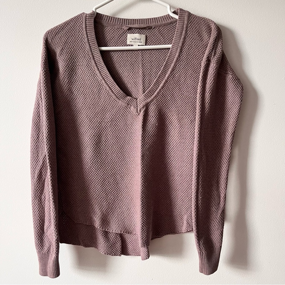 Wilfred Mauve Galois Sweater with Silk & Cashmere Blend, Size XS